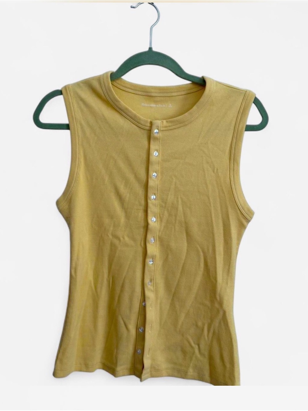 Abercrombie & Fitch Yellow Ribbed Button-Front Tank